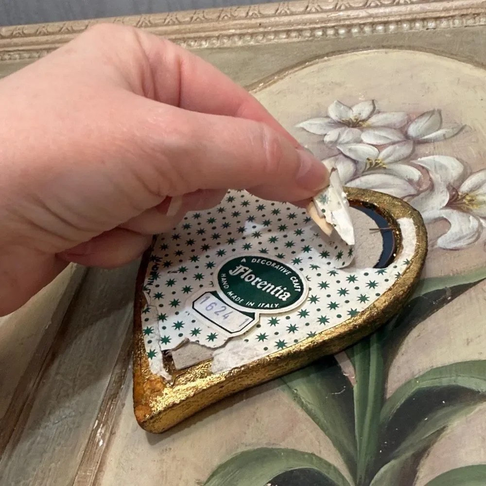 Rare Graduated Set Vintage Florentia Heart Mirrors Original 60s Green Star Paper